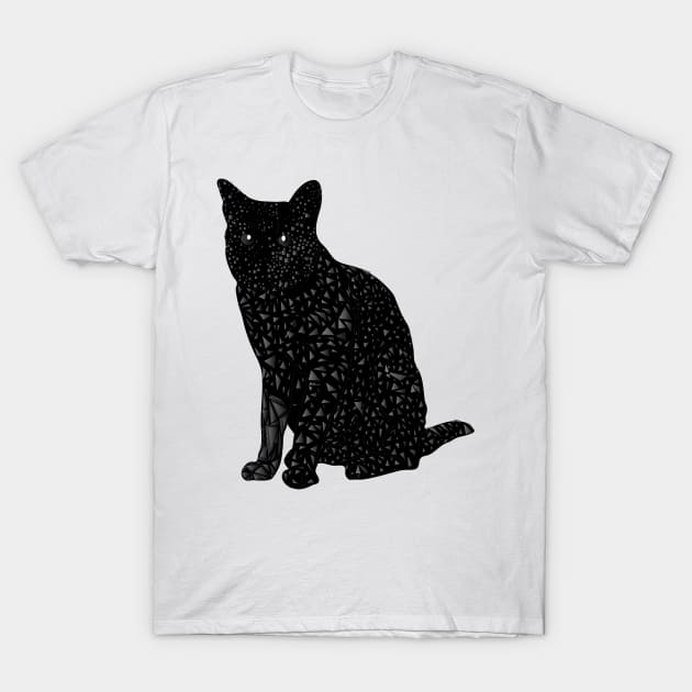 Black Square Cat with Triangles T-Shirt by 00Daniel23